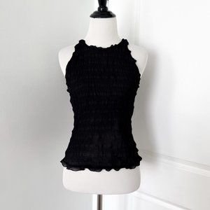 Vintage Studio M Sheer Black Seersucker Tank Top